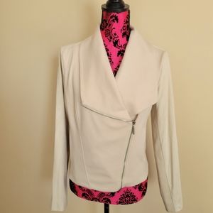 H by Halston Womens Cream Moto Jacket Sz 4